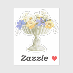 Tuscan Garden Urn Floral Arrangement Wedding Sticker