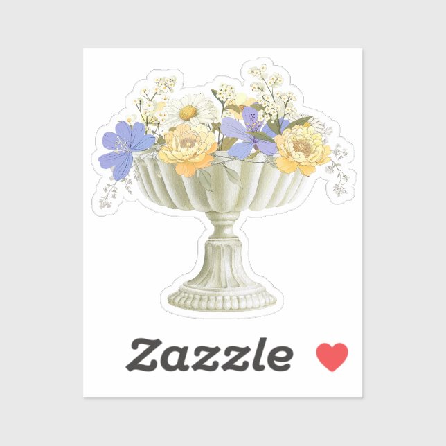 Tuscan Garden Urn Floral Arrangement Wedding Sticker (Sheet)