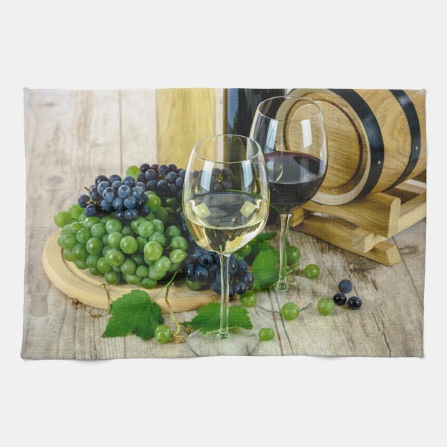 Tuscan Grapes and Wine Kitchen Towel (Horizontal)