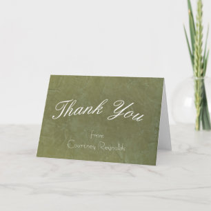 Tuscan Green Plaster Custom Name Thank You Card