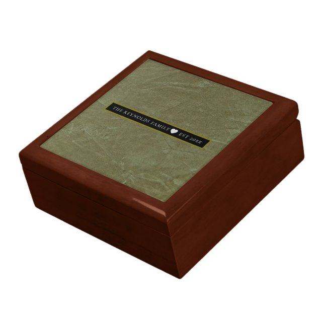 Tuscan Green Venetian Plaster Custom Family Gift Box (Side)