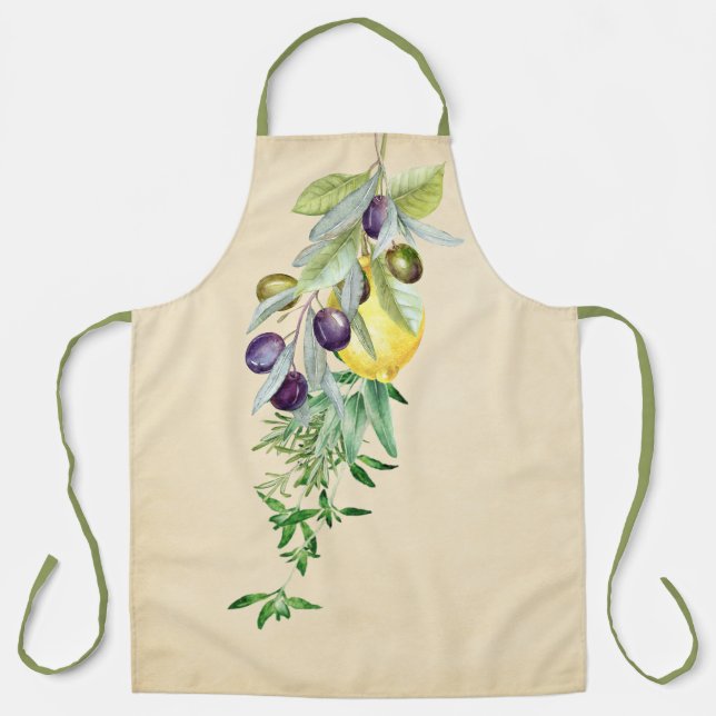 Tuscan Herbs Lemons Olives Apron (Front)