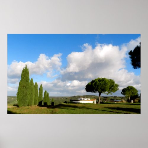 Tuscan hillside with an ark painting poster