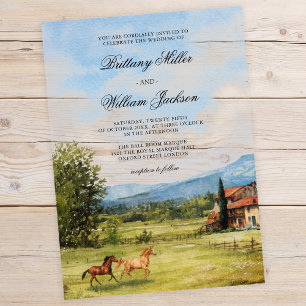 Tuscan-Inspired Countryside Landscape Wedding Acrylic Invitations