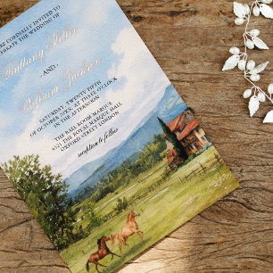 Tuscan-Inspired Countryside Landscape Wedding  Foil Invitation