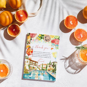 Tuscan Italian Pool Party   Spritz Bridal Shower Letterpress Thank You Card