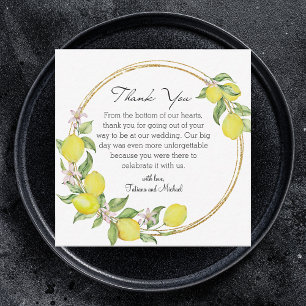tuscan italy watercolor lemons wedding thank you note card