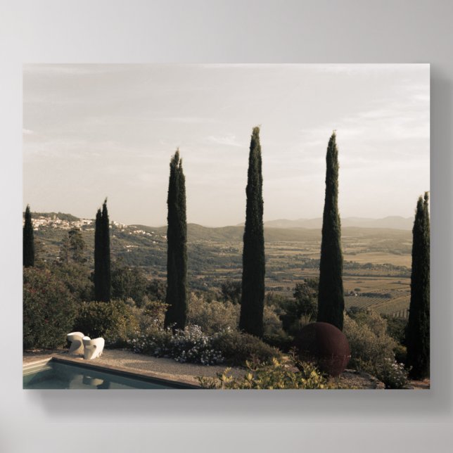 Tuscan landscape hidden behind cypresses (2024) acrylic photo tile (Front Set)