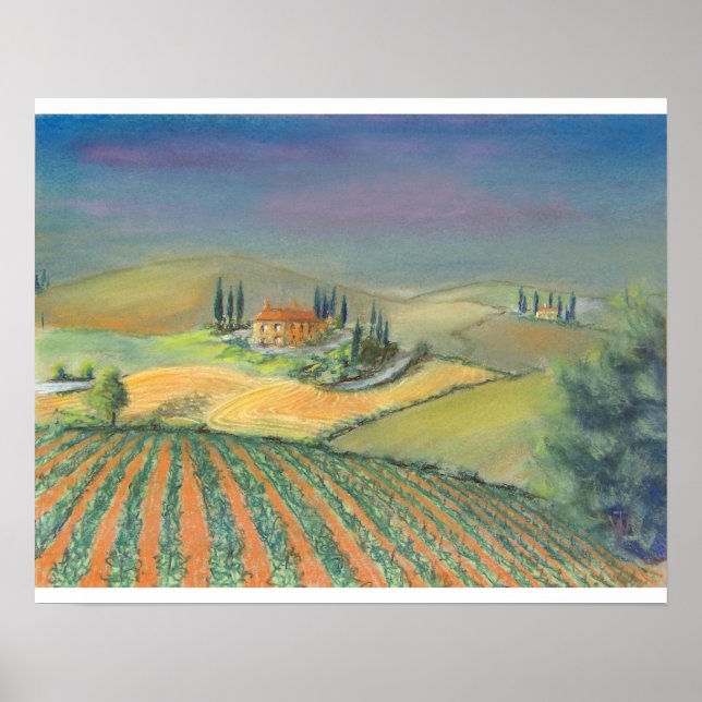 Tuscan landscape in evening light poster (Front)
