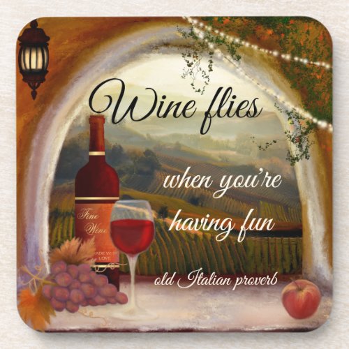 Tuscan Landscape Italian Art Wine Coasters