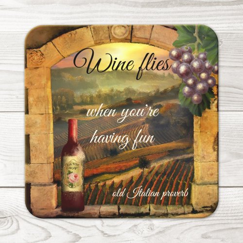 Tuscan Landscape Italian Fine Art Wine Coasters