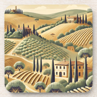 Tuscan Landscape Print Coaster Set
