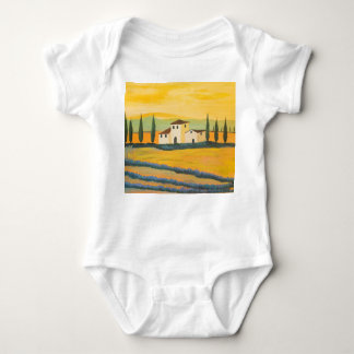 Tuscan landscape, private painter, acrylic paintin baby bodysuit