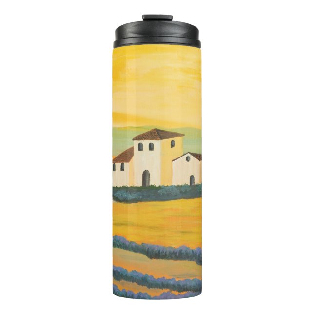 Tuscan landscape, private painter, acrylic paintin thermal tumbler (Front)