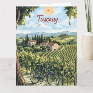 Tuscan Landscape with Vineyards and a Bicycle Card