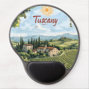 Tuscan Landscape with Vineyards and a Bicycle Gel Mouse Pad