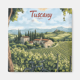 Tuscan Landscape with Vineyards and a Bicycle Magnet