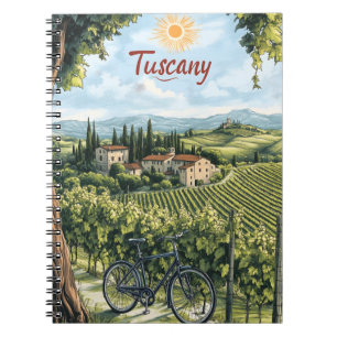 Tuscan Landscape with Vineyards and a Bicycle Notebook