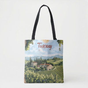 Tuscan Landscape with Vineyards and a Bicycle Tote Bag