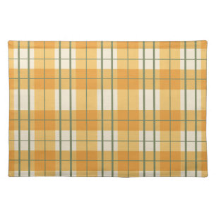 Tuscan Lemon Grove Yellow Green Plaid Cloth Placemat
