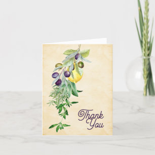 Tuscan Lemon Herbs Botanical Thank You Card