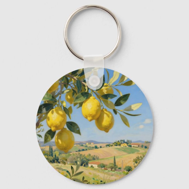 Tuscan Lemon Tree Landscape Keychain (Front)
