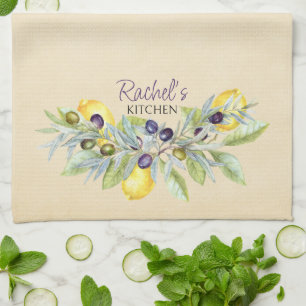 Tuscan Lemons Olives Kitchen Towel
