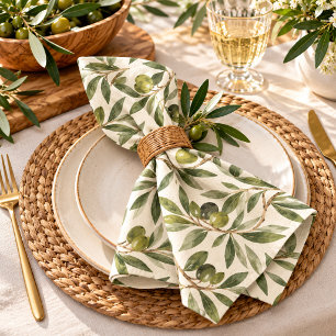 Tuscan Mediterranean Olive Grove Pattern Cloth Napkin