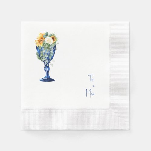 Tuscan Mediterranean Wedding Coined Cocktail Napkins