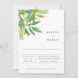 Tuscan Olive Branch Wedding Invitation