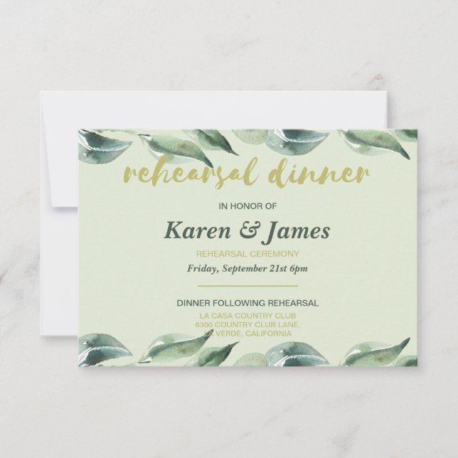 Tuscan Olive Garden Rehearsal Dinner Invitation (Front)