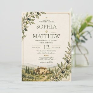 Tuscan Olive Garden Wedding Invitation Italy