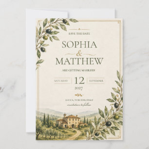 Tuscan Olive Garden Wedding Save The Date   Italy