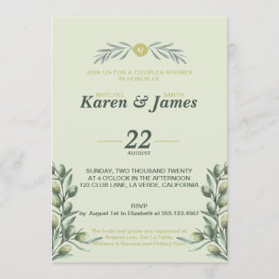 Tuscan Olive Garden Wedding Shower Invitation