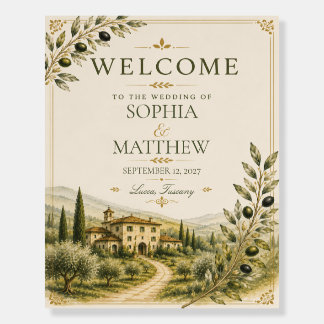 Tuscan Olive Garden Wedding Welcome Sign