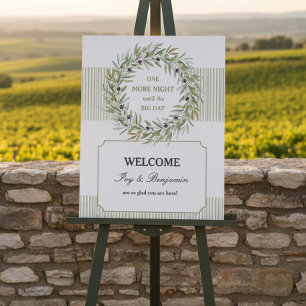 Tuscan Olive Green Stripe Rehearsal Dinner Foam Board
