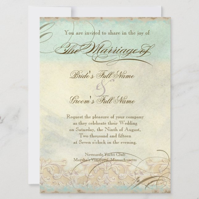 Tuscan Olive Tree n Swirl - Wedding Invitation (Front)