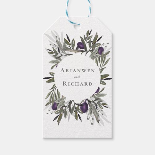 Tuscan Olives Botanical Wreath Classic Round Stick Gift Tags
