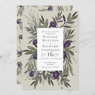 Tuscan Olives Wedding Invite, olive backer Invitation