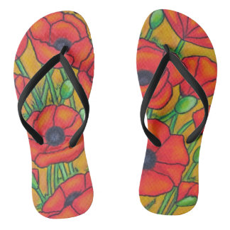 Tuscan Popppies Flip Flops by Lisa Lorenz