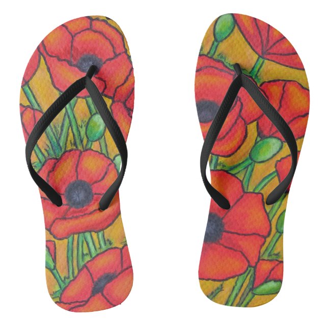 Tuscan Popppies Flip Flops by Lisa Lorenz (Footbed)