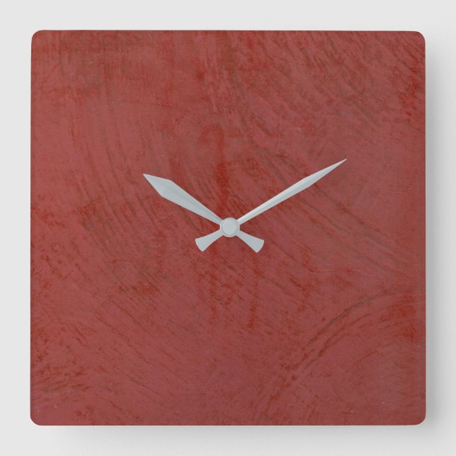 Tuscan Red Stucco Square Wall Clock (Front)