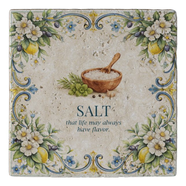 Tuscan Salt Kitchen Blessing Mediterranean Trivet (Front)