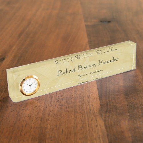 Tuscan Sun Desk Nameplate With Clock