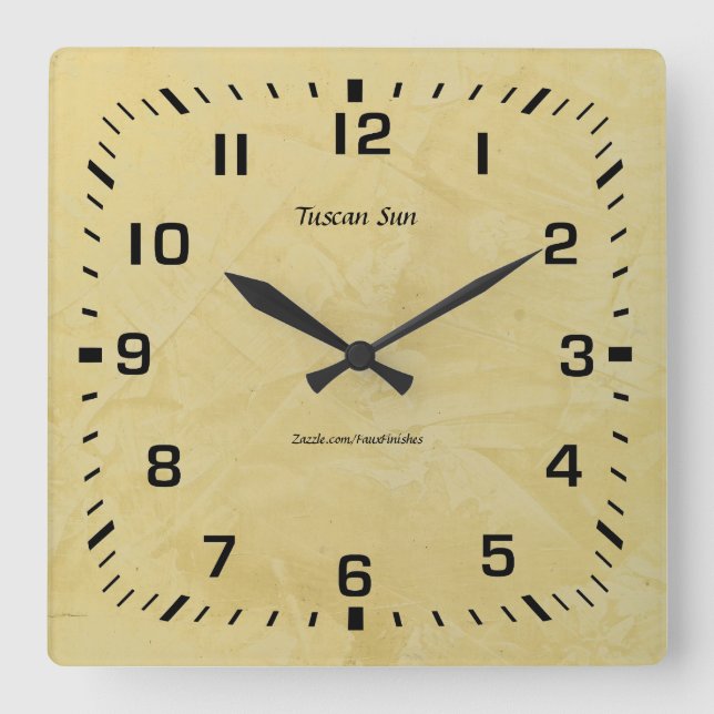 Tuscan Sun Faux Finish 2.0 Square Wall Clock (Front)