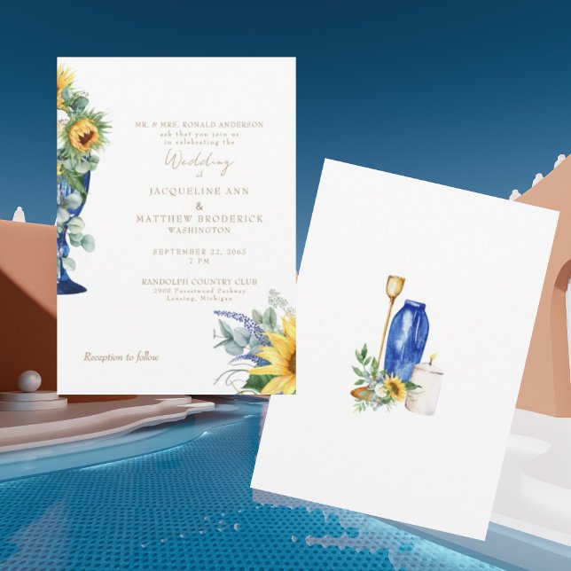 Tuscan Sunflower Bride Parents Wedding II Invitation (Creator Uploaded)