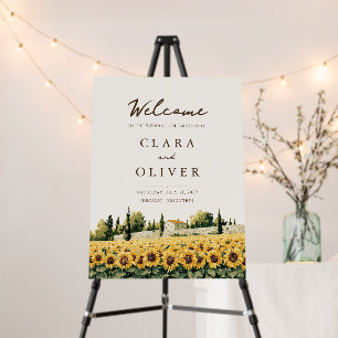 Tuscan Sunflower Farmhouse Wedding Welcome Sign