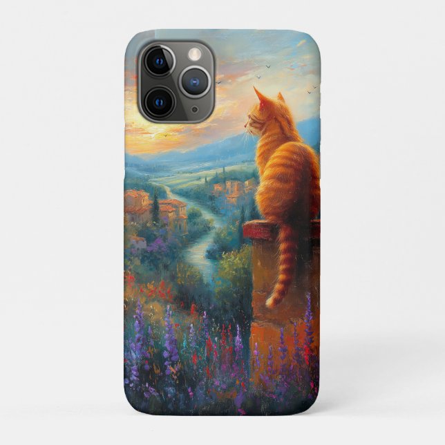Tuscan Sunset with a Ginger Cat Case-Mate iPhone Case (Back)