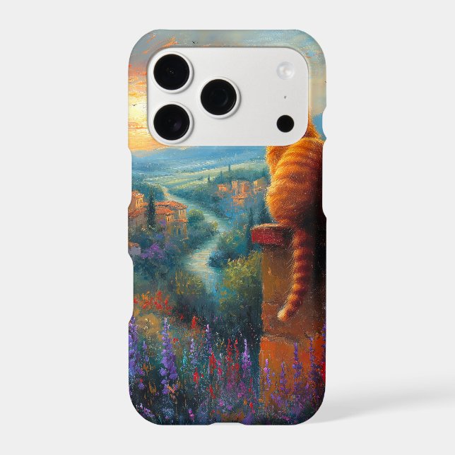 Tuscan Sunset with a Ginger Cat Iphone Case (Back)