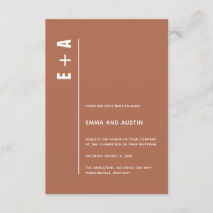 Tuscan Tan Modern Minimal Bold Initials Wedding Invitation